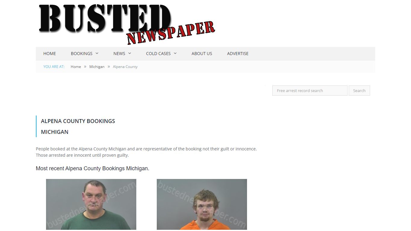 Alpena County, MI Mugshots - BUSTEDNEWSPAPER.COM